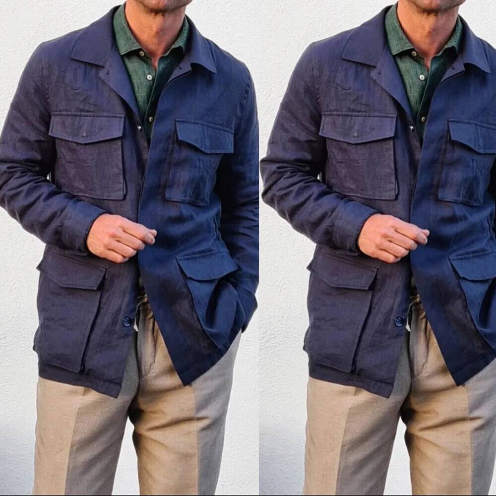 Vintage Linen Men Safari Navy  - Safari Outdoor Hunting Jackets review and price