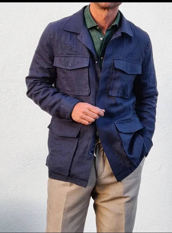 Vintage Linen Men Safari Navy  - Safari Outdoor Hunting Jackets review and price