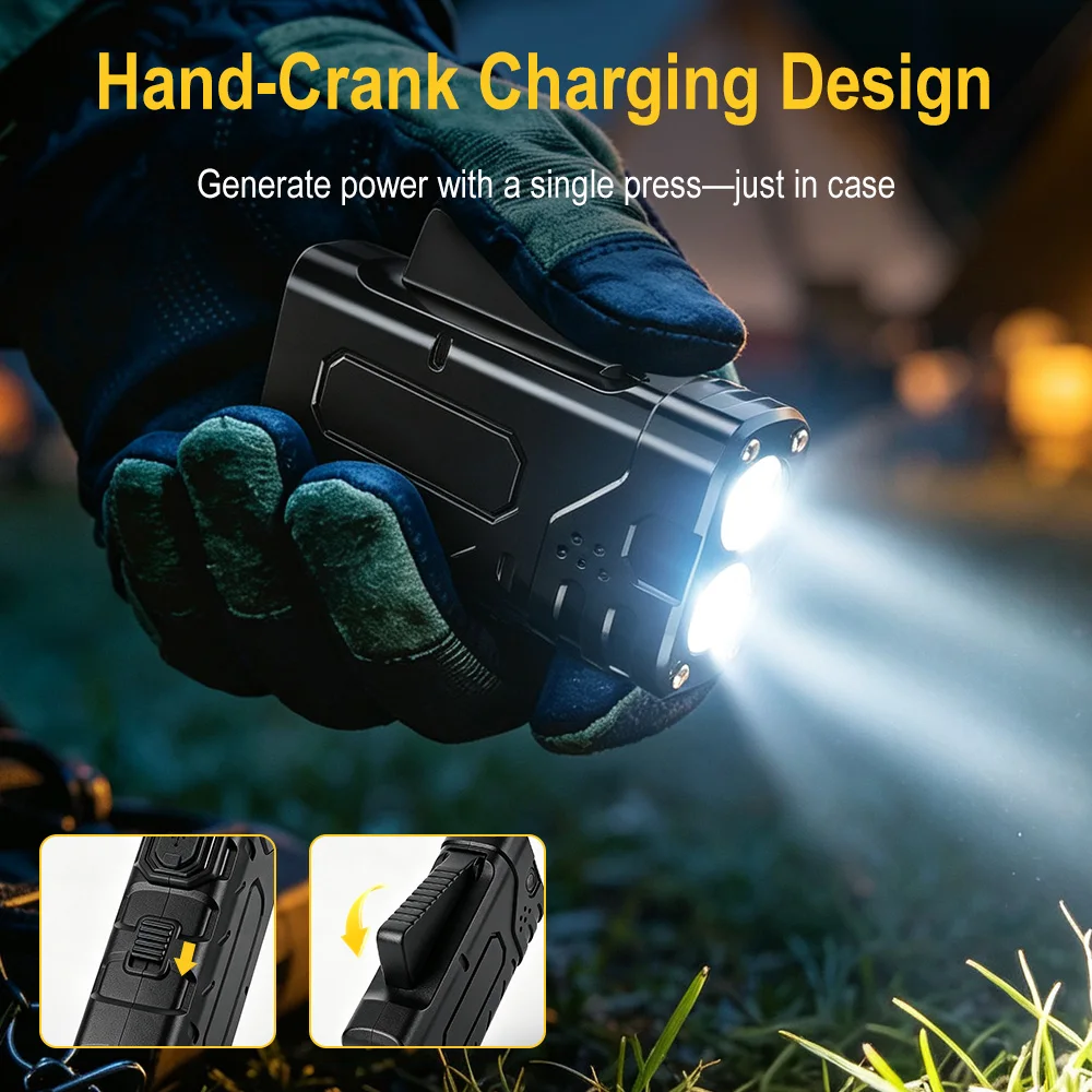 BORUIiT Hand Crank EDC LED Fla - Hunting Fishing Outdoor review and price