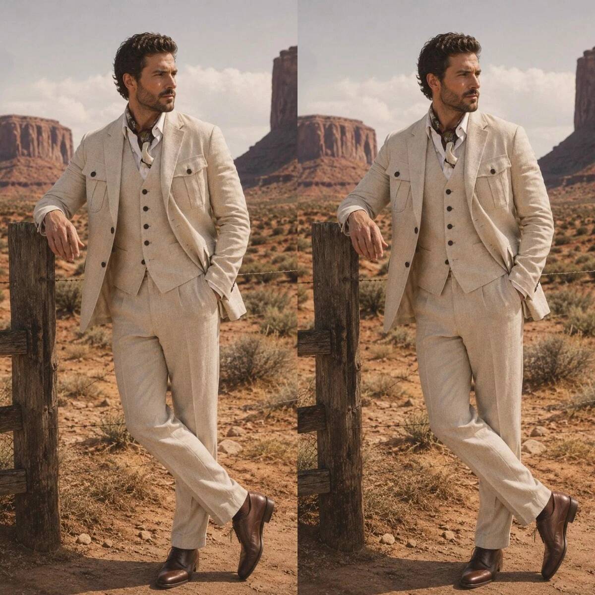Beige Linen 3 Piece Safari Sui - Safari Outdoor Hunting Jackets review and price