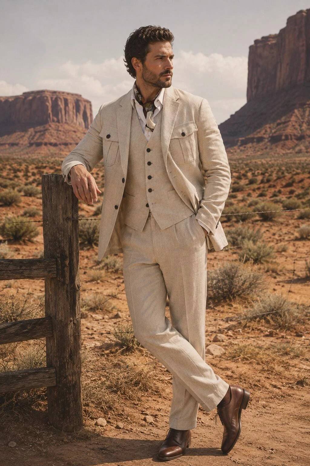 Beige Linen 3 Piece Safari Sui - Safari Outdoor Hunting Jackets review and price