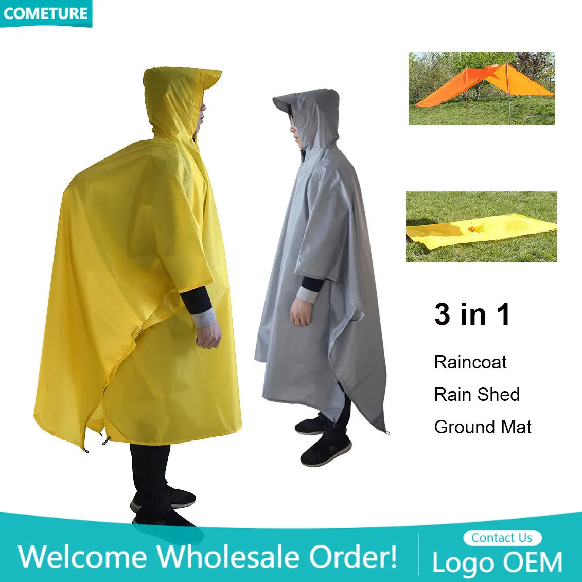 Raincoat 3 In 1 Hiking Poncho  - Hunting Camp Outdoor Supplies review and price