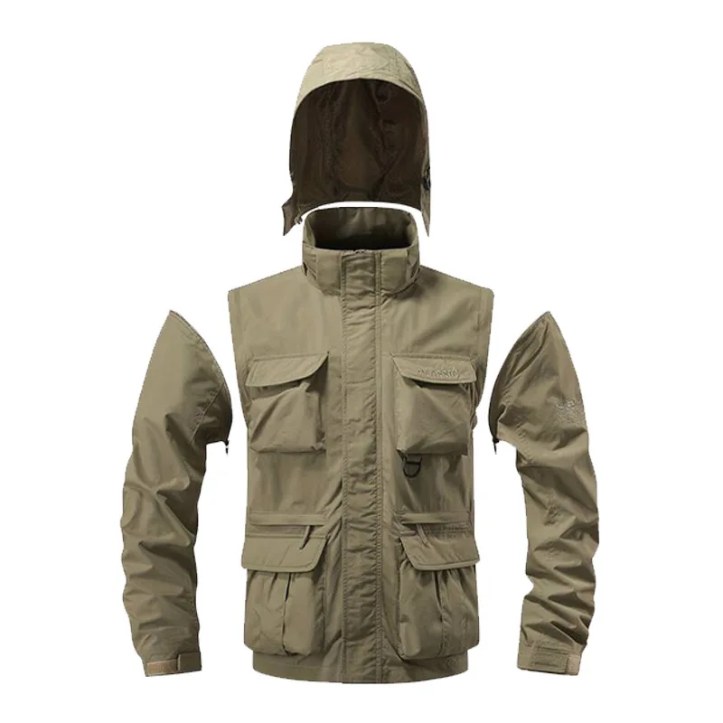Detachable sleeve windproof ho - Safari Outdoor Hunting Jackets review and price